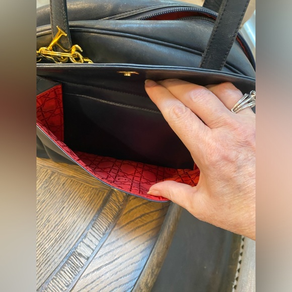 Lady Dior 😱RARE Shoulder bag. EUC. Very Clean. Navy and Red. Handle drop 16” - Picture 6 of 11